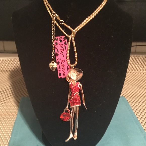 💕$31 SALE Betsey Johnson Lady with handbag pend. - Picture 1 of 7
